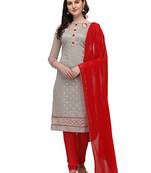 Grey embroidered chanderi salwar