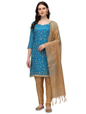 Blue embroidered chanderi silk salwar 1