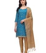 Blue embroidered chanderi silk salwar