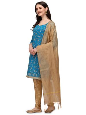 Blue embroidered chanderi silk salwar 2