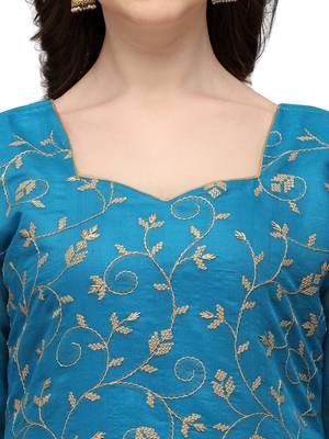 Blue embroidered chanderi silk salwar 4