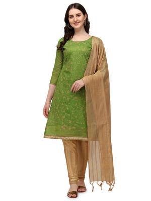 Green embroidered chanderi silk salwar 1