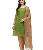 Green embroidered chanderi silk salwar