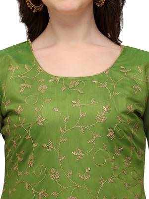 Green embroidered chanderi silk salwar 4