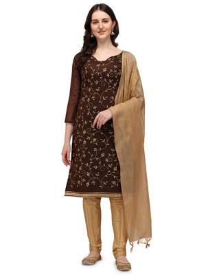 Brown embroidered chanderi silk salwar 1