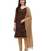 Brown embroidered chanderi silk salwar