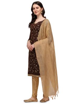 Brown embroidered chanderi silk salwar 2