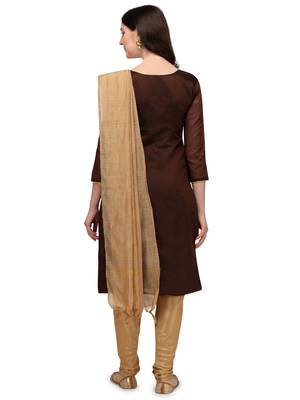 Brown embroidered chanderi silk salwar 3