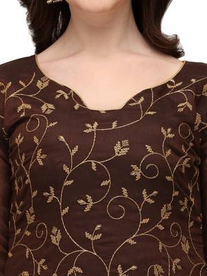 Brown embroidered chanderi silk salwar 4