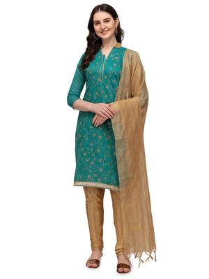 Green embroidered chanderi silk salwar 1