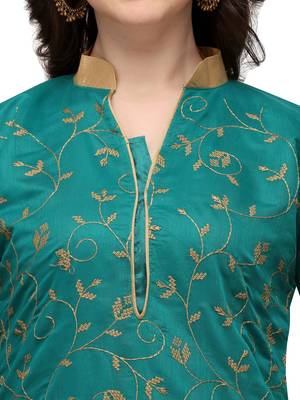 Green embroidered chanderi silk salwar 4