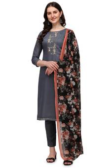 Grey embroidered chanderi salwar