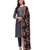 Grey embroidered chanderi salwar
