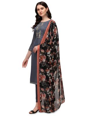 Grey embroidered chanderi salwar 2