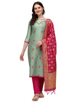 Green zari woven banarasi silk salwar 1