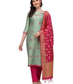 Green zari woven banarasi silk salwar