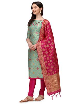 Green zari woven banarasi silk salwar 2