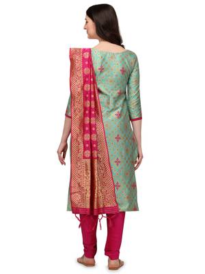 Green zari woven banarasi silk salwar 3
