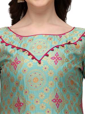 Green zari woven banarasi silk salwar 4