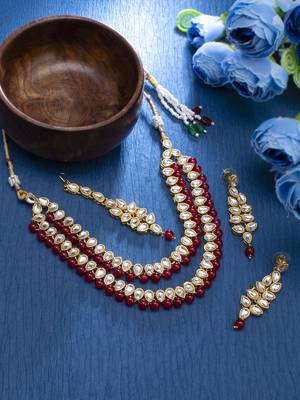 Maroon pearl necklace sets 1