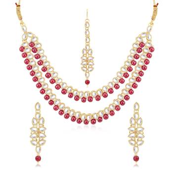Maroon pearl necklace sets 2