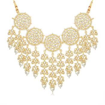 Gold pearl necklace sets 5