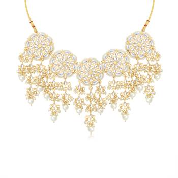 Gold pearl necklace sets 5