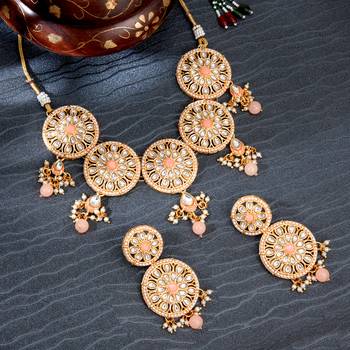 Peach pearl necklace sets 1