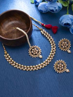 Gold pearl necklace-sets 1