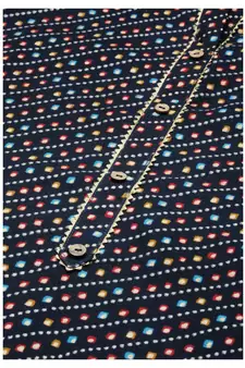 Women Foil Printed Navy Blue Kurta with Sharara and Dupatta