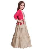 pink polyester embroidered stitched  Gown with  Jacket