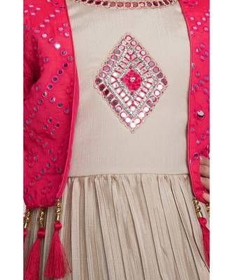 pink polyester embroidered stitched  Gown with  Jacket 3
