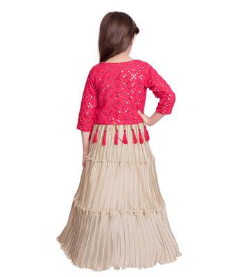 pink polyester embroidered stitched  Gown with  Jacket 5