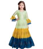 green cotton plain stitched  Gown with  Legging with Dupatta