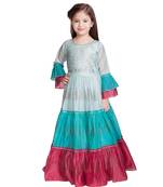 blue cotton plain stitched  Gown with  Legging with Dupatta