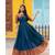 Blue Handloom Cotton Knife Pleated Fit and Flare Dress