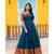 Blue Handloom Cotton Knife Pleated Fit and Flare Dress