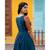 Blue Handloom Cotton Knife Pleated Fit and Flare Dress