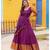 Magenta Purple Handloom Cotton Fit and Flare Dress pleat detail