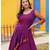 Magenta Purple Handloom Cotton Fit and Flare Dress pleat detail