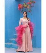 Foil Printed   Fluid Rayon Dress Organza Ruffle Dupatta.