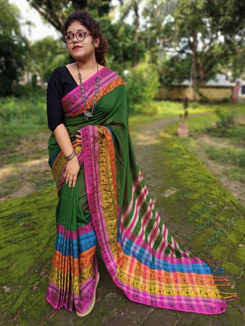 Mango Kalka Border Begompuri Saree