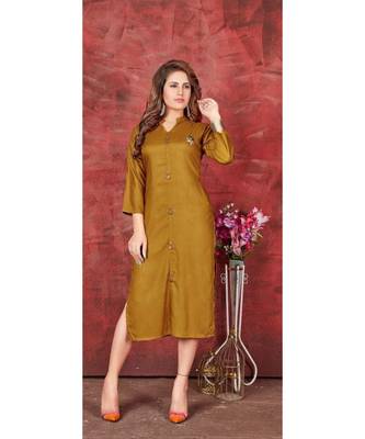 Brown Pure Rayon Kurtis 1