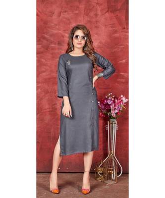 Grey Pure Rayon Kurtis 1