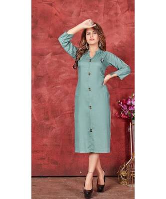 Blue Pure Rayon Kurtis 1