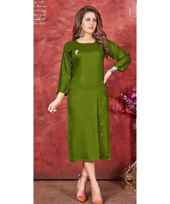 Green Pure Rayon Kurtis 1