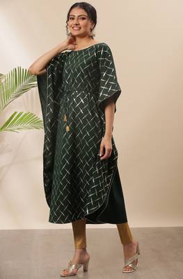 Green printed crepe kurta 3