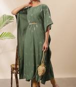 Green printed crepe kurta