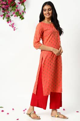 Janasya Coral printed cotton kurta 3