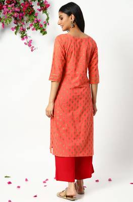 Janasya Coral printed cotton kurta 4